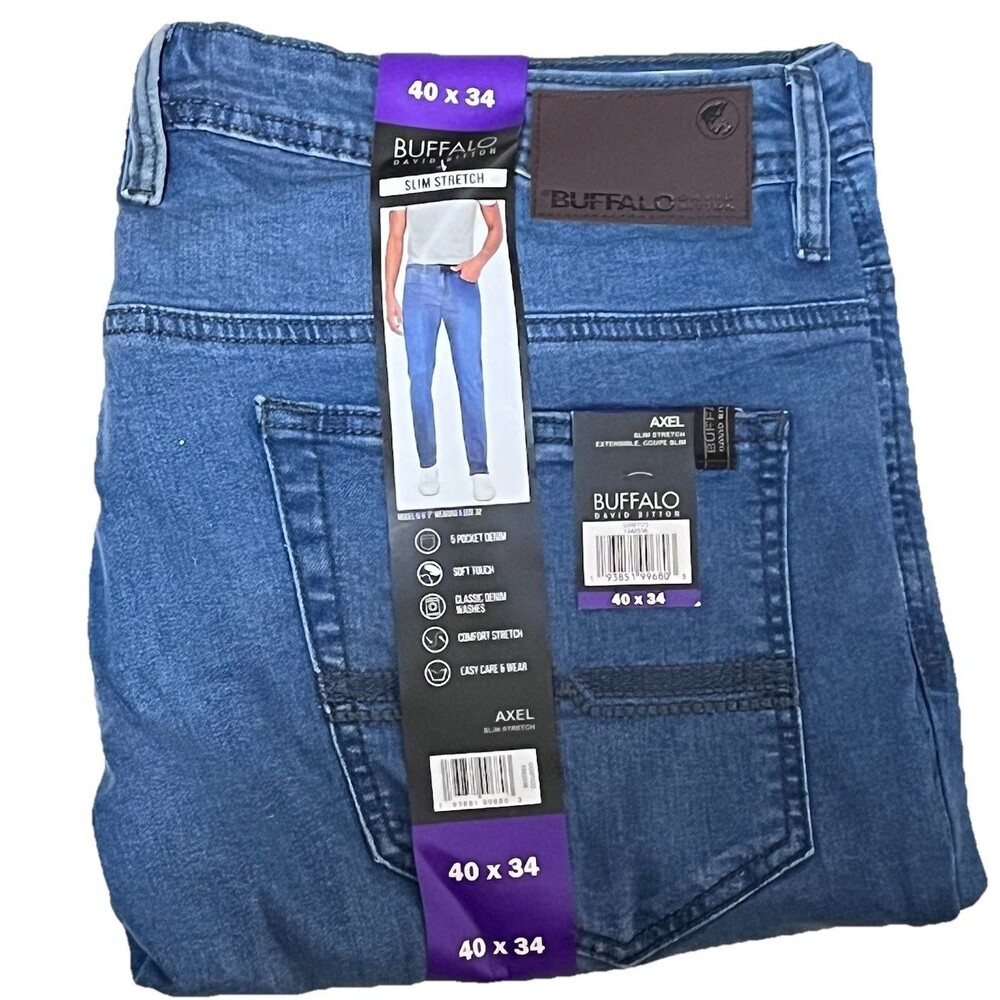 Buffalo David Bitton Axel Blue Jean Denim Slim Stretch 5 Pocket Size 40X34 NWT